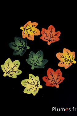 Feuilles décoratives en bois - 3,5 x 4 cm - multicouleurs